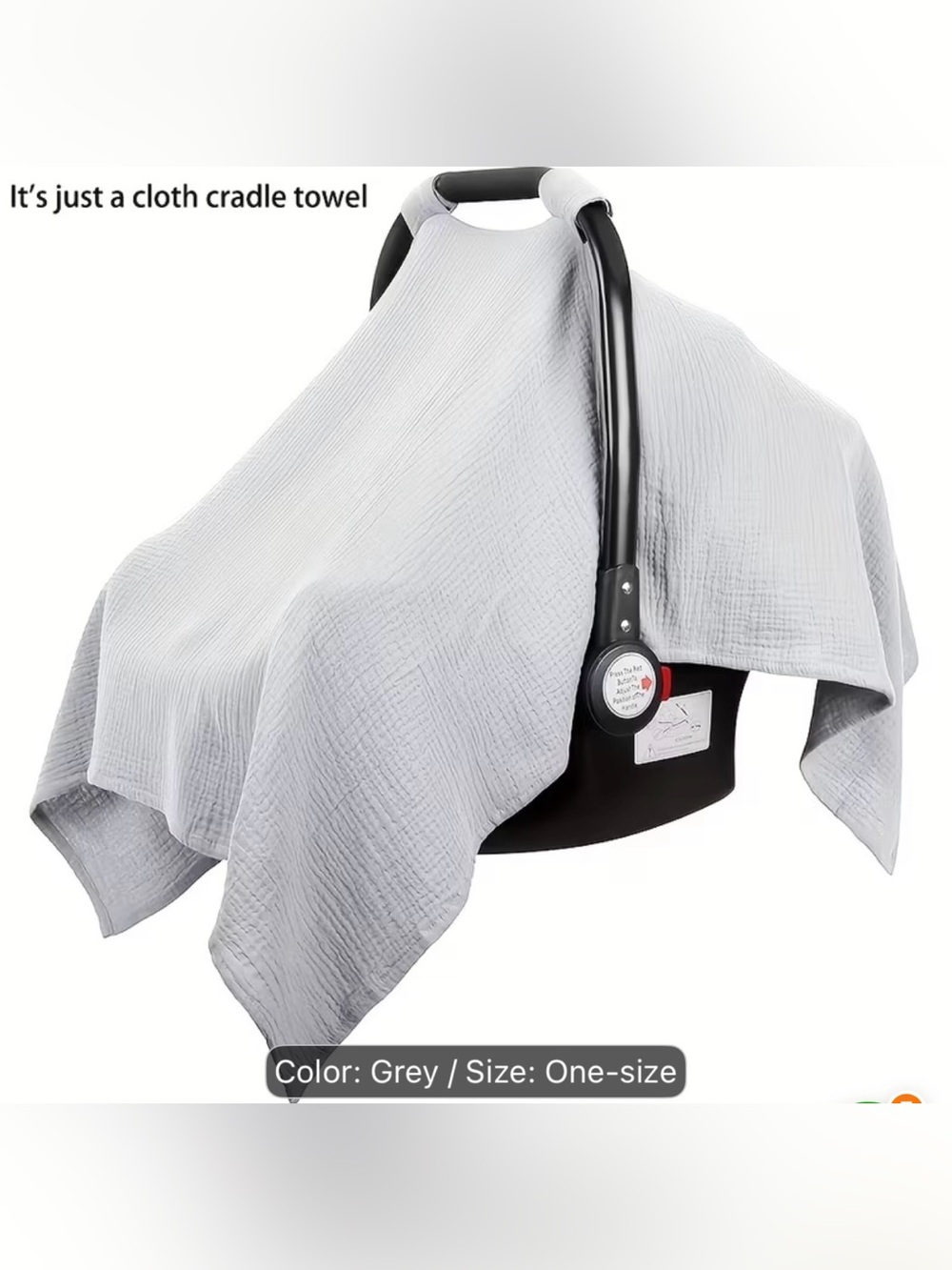 Grey Muslin Car Seat Cover - Soft Baby Swaddle